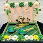 Mridang Customize Engagement Ring platter with beautiful Floral work Wood Decorative Platter  (Green)