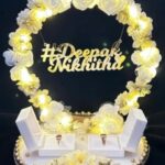 Mridang Engagement Ring platter with beautiful Floral work With Light Wood Decorative Platter  (White)